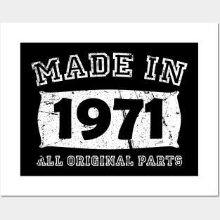Made 1971 Original Parts Birthday Gifts distressed Posters and Art